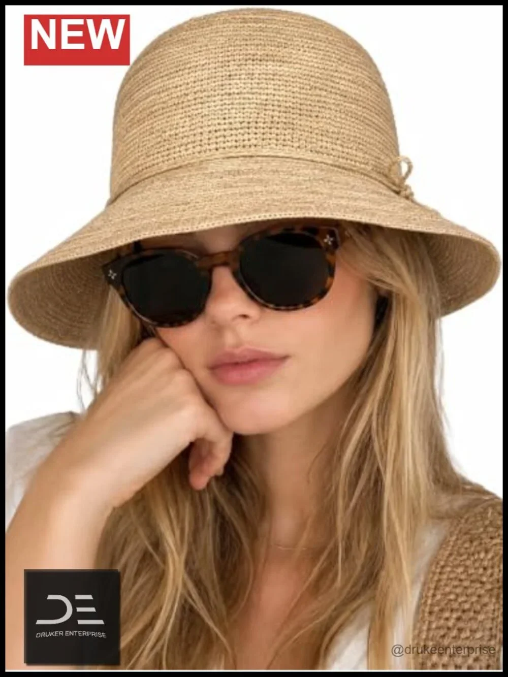 Handmade Natural Raffia Straw Bucket Hat Sun Beach Foldable Summer Cap